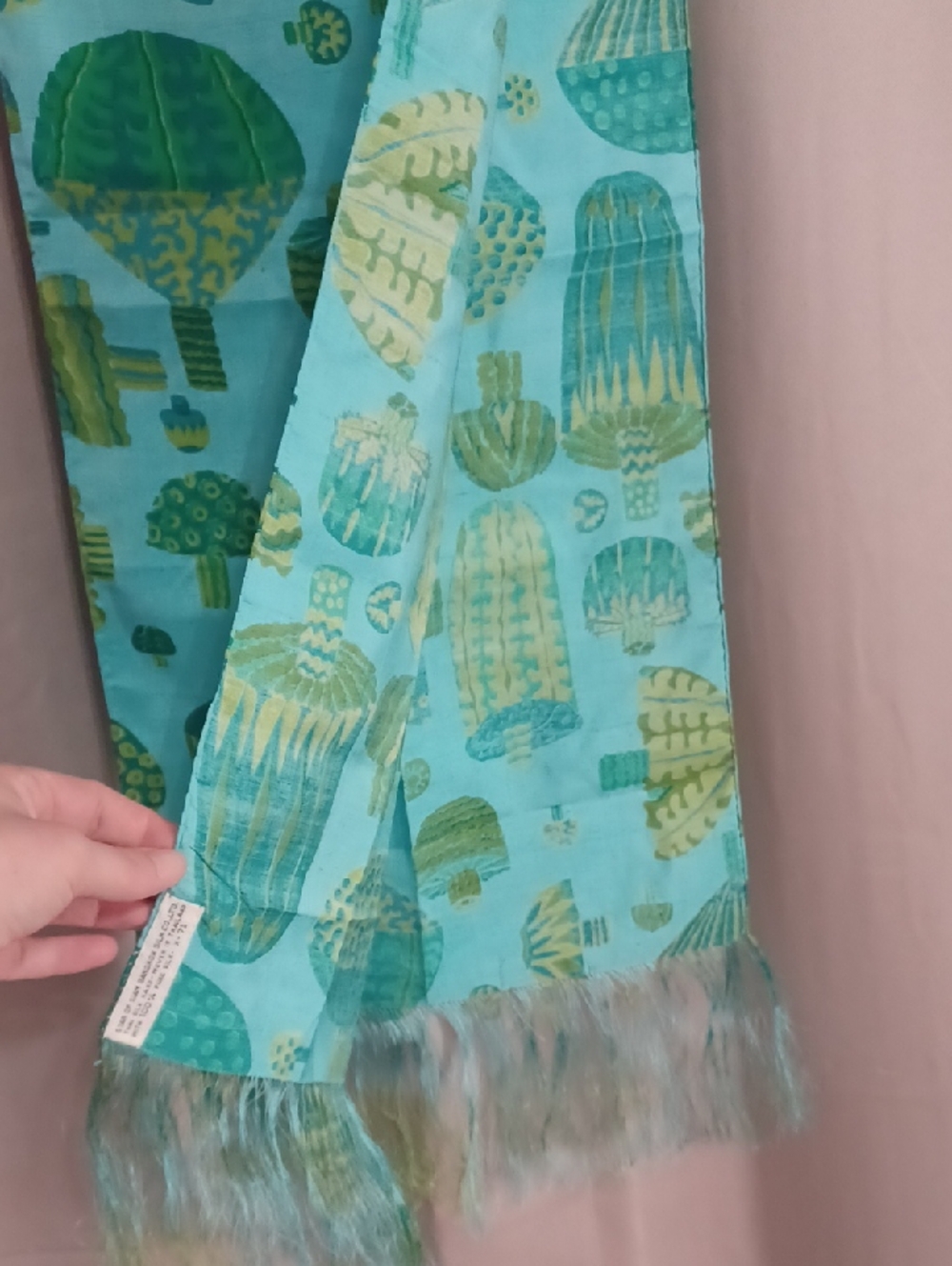 Vintage Thai Silk Scarf Star Of Siam Bangkok Handwoven Mod Botanical 72×12 - Picture 9 of 16